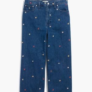 Madewell Wide-Leg Crop Jeans Floral Embroidered
